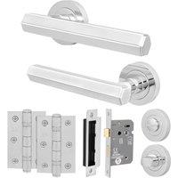 AFIT Chrome Door Handle Bathroom Set Polished Chrome Bathroom Lock Hinges in Silver | Size: 150mm x 150mm