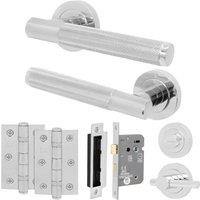 AFIT Chrome Door Handle Bathroom Set Polished Internal Lock Hinges 1 Pack in Silver | Size: 150mm x 150mm