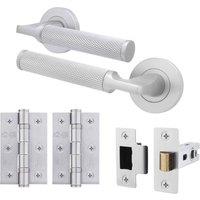 AFIT Satin Door Handle Latch Set Satin Chrome Internal, Latch Hinges 1 Pack in Silver | Size: 150mm x 150mm