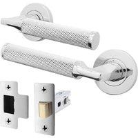 AFIT Chrome Door Handle Latch Set Polished Chrome Internal with Latch in Silver | Size: 150mm x 150mm