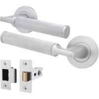AFIT Satin Door Handle Latch Set Satin Chrome Internal with Latch 1 Pack in Silver | Size: 150mm x 150mm