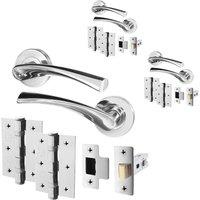 AFIT Chrome Internal Twist Door Handles with Latch Hinges 3 Pack in Silver | Size: 150mm x 150mm