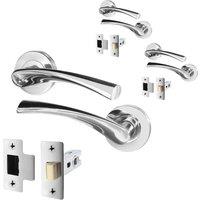 AFIT Chrome Internal Twist Door Handles with Latch 3 Pairs Novi Range in Silver | Size: 150mm x 150mm