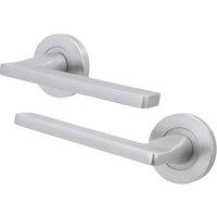AFIT Satin Fire Door Handle Satin Chrome Internal Lever On Rose 1 Pack in Silver | Size: 150mm x 150mm