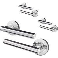 AFIT Chrome Door Handles Round Rose T-Bar 3 Pair Olvera Range in Silver | Size: 150mm x 150mm
