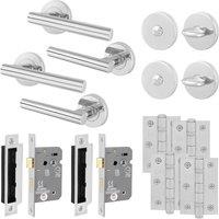 AFIT Chrome Bathroom Door Handles, Turn Release WC Lock Hinges T-Bar 2 Pack in Silver | Size: 150mm x 150mm
