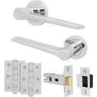 AFIT Chrome Door Handle Latch Set Polished Chrome Door Handle Latch Hinges in Silver | Size: 150mm x 150mm