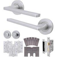 AFIT Satin Fire Door Handle Bathroom Set Satin Chrome Internal, Latch Lock in Silver | Size: 150mm x 150mm