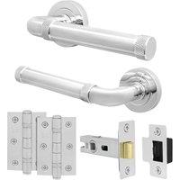 AFIT Chrome Door Handle Latch Set Polished Chrome Door Handle Latch Hinges in Silver | Size: 150mm x 150mm