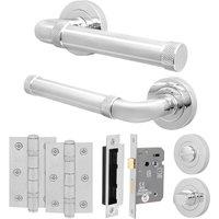 AFIT Chrome Door Handle Bathroom Set Polished Chrome Bathroom Lock Hinges in Silver | Size: 150mm x 150mm