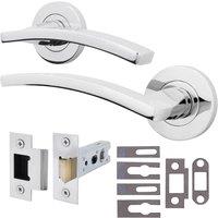 AFIT Chrome Fire Door Handle Latch Set Polished Chrome Internal with Latch in Silver | Size: 150mm x 150mm