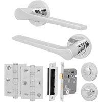 AFIT Chrome Door Handle Bathroom Set Polished Chrome Bathroom Lock Hinges in Silver | Size: 150mm x 150mm
