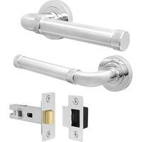AFIT Chrome Door Handle Latch Set Polished Chrome Door Handle, Latch in Silver | Size: 150mm x 150mm