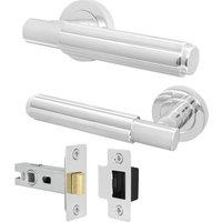 AFIT Chrome Door Handle Latch Set Polished Chrome Door Handle, Latch in Silver | Size: 150mm x 150mm
