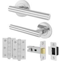AFIT Chrome Door Handles Round Rose with Latch Hinges T-Bar 1 Pack in Silver | Size: 150mm x 150mm