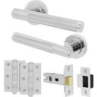 AFIT Chrome Door Handle Latch Set Polished Internal Latch Hinges 1 Pack in Silver | Size: 150mm x 150mm
