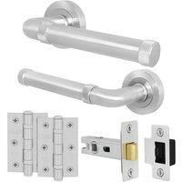 AFIT Satin Door Handle Latch Set Satin Nickel Door Handle, Latch Hinges in Silver | Size: 150mm x 150mm