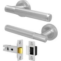 AFIT Satin Door Handle Latch Set Satin Nickel Internal Door Handle + Latch in Silver | Size: 150mm x 150mm