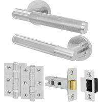 AFIT Satin Door Handle Latch Set Satin Nickel Internal Latch Hinges 1 Pack in Silver | Size: 150mm x 150mm