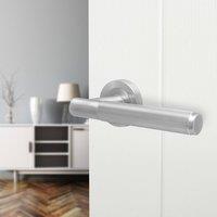 AFIT Satin Door Handle Satin Nickel Internal Lever On Rose Door Handle in Silver | Size: 150mm x 150mm