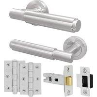 AFIT Satin Door Handle Latch Set Satin Nickel Door Handle, Latch Hinges in Silver | Size: 150mm x 150mm