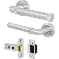 AFIT Satin Door Handle Latch Set Satin Nickel Internal Door Handle + Latch in Silver | Size: 150mm x 150mm