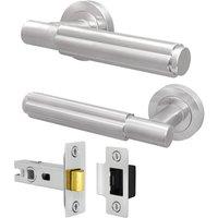 AFIT Satin Door Handle Latch Set Satin Nickel Internal Door Handle + Latch in Silver | Size: 150mm x 150mm