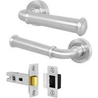 AFIT Satin Door Handle Latch Set Satin Nickel Internal Door Handle + Latch in Silver | Size: 150mm x 150mm