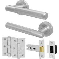 AFIT Satin Door Handle Latch Set Satin Nickel Door Handle, Latch Hinges in Silver | Size: 150mm x 150mm
