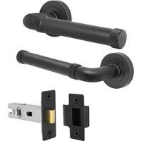 AFIT Black Door Handle Latch Set Matt Black Internal Door Handle + Latch | Size: 150mm x 150mm