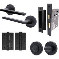 AFIT Black Door Handle Bathroom Matt Door Handle Latch Bathroom Lock | Size: 150mm x 150mm