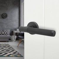 AFIT Black Door Handle Matt Black Internal Lever On Rose Door Handle | Size: 150mm x 150mm