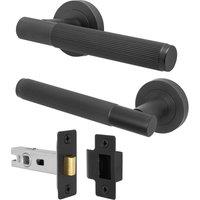 AFIT Black Door Handle Latch Set Matt Black Internal Door Handle + Latch | Size: 150mm x 150mm