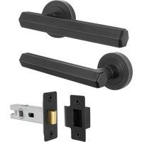 AFIT Black Door Handle Latch Set Matt Black Internal Door Handle + Latch | Size: 150mm x 150mm