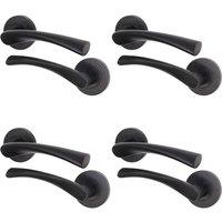 AFIT Black Door Handles Rose, 4 Pairs Matt Black Internal Lever | Size: 150mm x 150mm