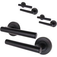 AFIT Black Door Handles Round Rose T-Bar 3 Pair Olvera Range | Size: 150mm x 150mm