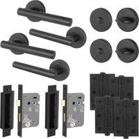 AFIT Black Bathroom Door Handles, Turn Release WC Lock Hinges T-Bar 2 Pack | Size: 150mm x 150mm