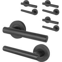 AFIT Black Door Handles Round Rose T-Bar 4 Pair Olvera Range | Size: 150mm x 150mm