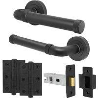 AFIT Black Door Handle Latch Set Matt Black Door Handle, Latch Hinges | Size: 150mm x 150mm