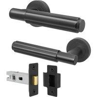 AFIT Black Door Handle Latch Set Matt Black Internal Door Handle + Latch | Size: 150mm x 150mm