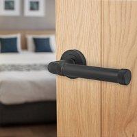 AFIT Black Fire Door Handle Matt Black Internal Lever On Rose 1 Pack | Size: 150mm x 150mm
