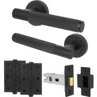 AFIT Black Door Handle Latch Set Matt Black Internal Latch Hinges 1 Pack | Size: 150mm x 150mm
