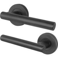 AFIT Black Door Handles Round Rose T-Bar 1 Pair Olvera Range | Size: 150mm x 150mm