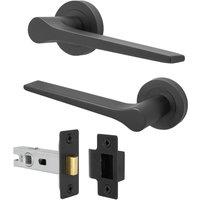 AFIT Black Door Handle Latch Set Matt Black Internal Door Handle + Latch | Size: 150mm x 150mm