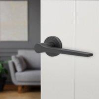 AFIT Black Door Handle Matt Black Internal Lever On Rose Door Handle | Size: 150mm x 150mm