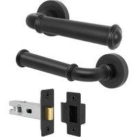 AFIT Black Door Handle Latch Set Matt Black Internal Door Handle + Latch | Size: 150mm x 150mm