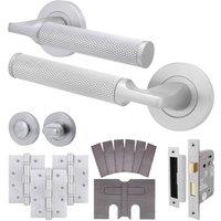 AFIT Satin Fire Door Handle Bathroom Set Satin Fire Rated Lock Hinges 1 Pack in Silver | Size: 150mm x 150mm
