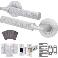 AFIT Satin Fire Door Handle Latch Set Satin Fire Rated Latch Hinges 1 Pack in Silver | Size: 150mm x 150mm