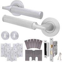 AFIT Satin Fire Door Handle Key Lock Set Satin Fire Rated Lock Hinges 1 Pack in Silver | Size: 150mm x 150mm