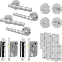 AFIT Satin Bathroom Door Handles, Turn Release WC Lock Hinges T-Bar 2 Pack in Silver | Size: 150mm x 150mm